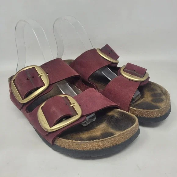 Birkenstock Arizona Sandals EU41 US8 Berry Crush Burgundy Suede Big Buckle