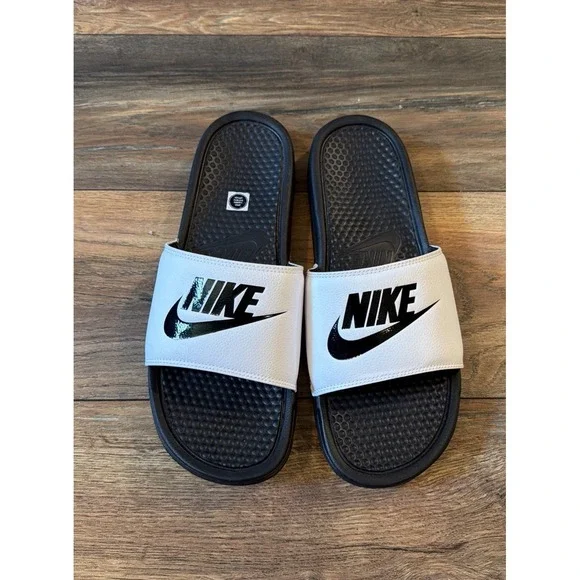 New Nike Benassi JDI White/Black Men's Slides Sandals - Size 13