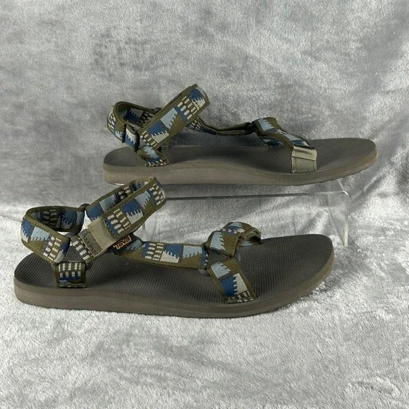 Teva Original Universal Men 12 Dark Olive Geometric Strap Sandals 1004006