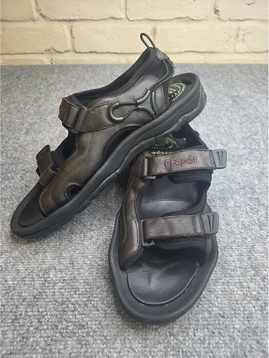 Propet Surfwalker II Men's Sport Sandals Brown Leather Size 14 M(D) M0002