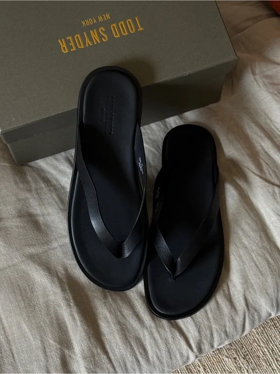 Todd Snyder Black Leather Thong Sandals NEW