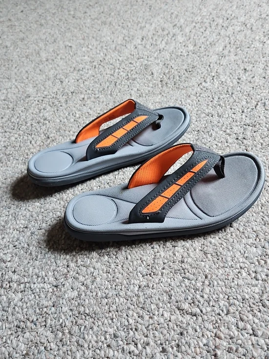 Men's Gray and Orange Comfort Flip Flops