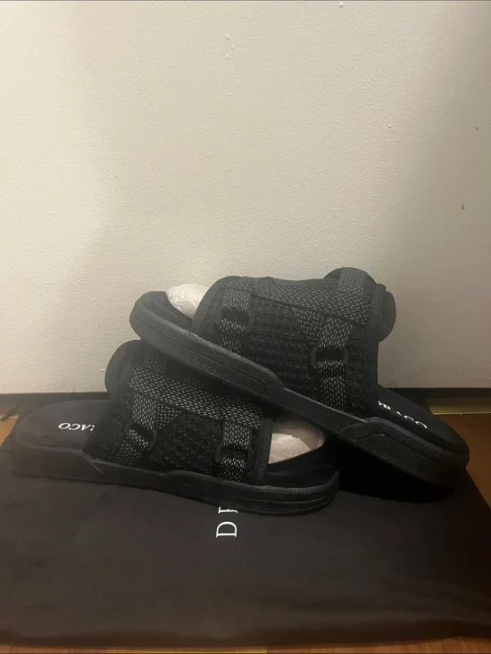 Men's Black Dual-Strap Slide Sandals