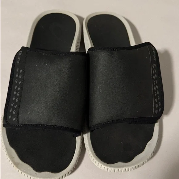 OluKai Black and White Slide Sandals