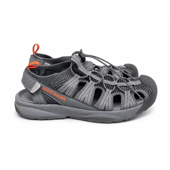 Eddie Bauer Cedar Mens Grey Orange Hiking Sandals Closed Toe Bumper Size 9M