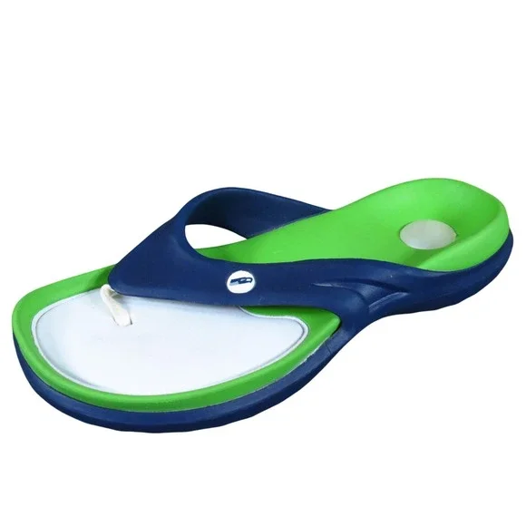 Hawaiian Jellys Seahawks Men Sandal Size 9 Beach Recovery Navy‎ Blue Green White
