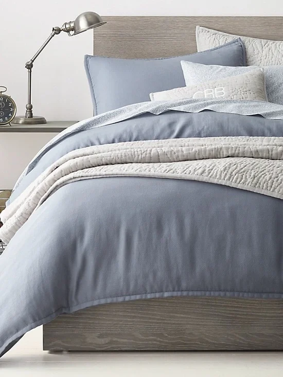 NWT RH Teen Washed Linen Cotton Duvet Cover Full / Queen Ocean Blue Grey