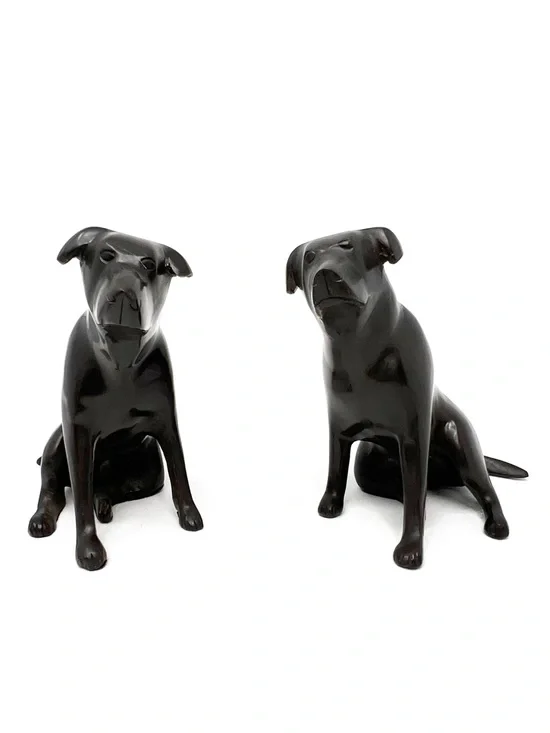 Vintage Restoration Hardware Pair of Labrador Retriever Brass/Bronze Figures Vtg