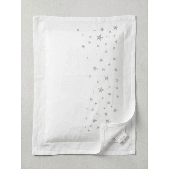 Restoration Hardware RH Baby & Child White Silver Metallic Embroidered Star Sham