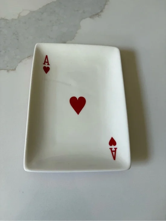 Restoration Hardware Ace of Hearts Ceramic Trinket Dish 2004 EUC