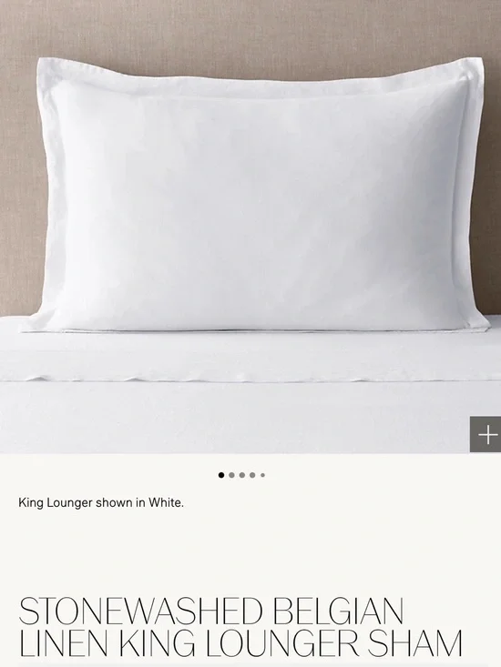 Restoration Hardware Belgian Stonewashed  Linen King Lounger Shams(2) light gray