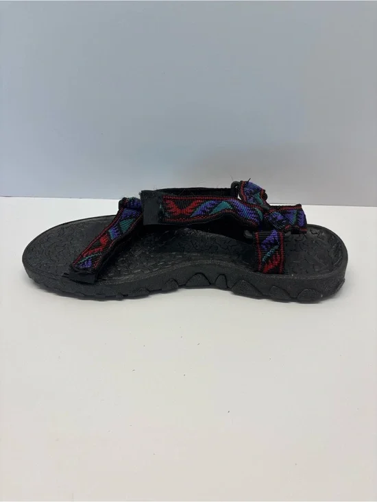 Men's Black shoremates Sandal with Multicolor Patterned Straps size 9