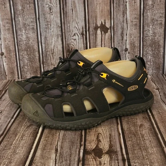 Sz 9 Mens Keen SOLR Black Grey Hiking Rafting Water Sport Sandals VGUC