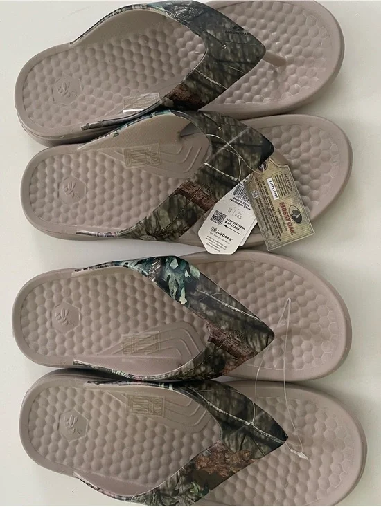 Bundle Mossy Oak Men's Camo Thong Sandals Slip-On Beige Outdoor Casual US 12
