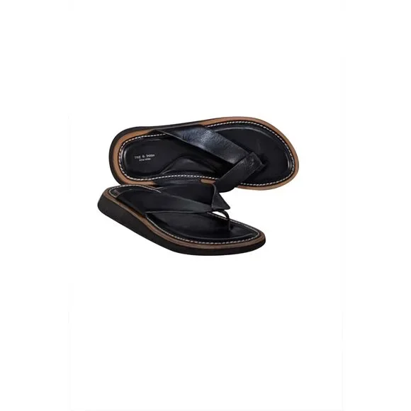 Rag & Bone - Black Leather Upper Thong Sandals Sz 8.5