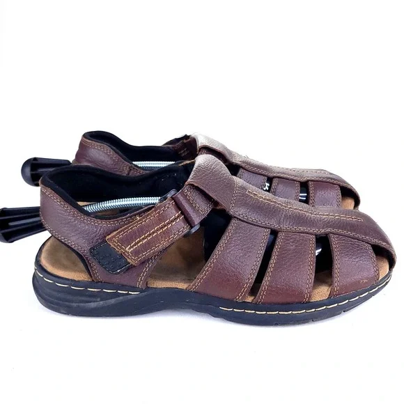 Dr Scholls Camden Fisherman Sandals Mens Size 11 M Brown Leather Memory Foam