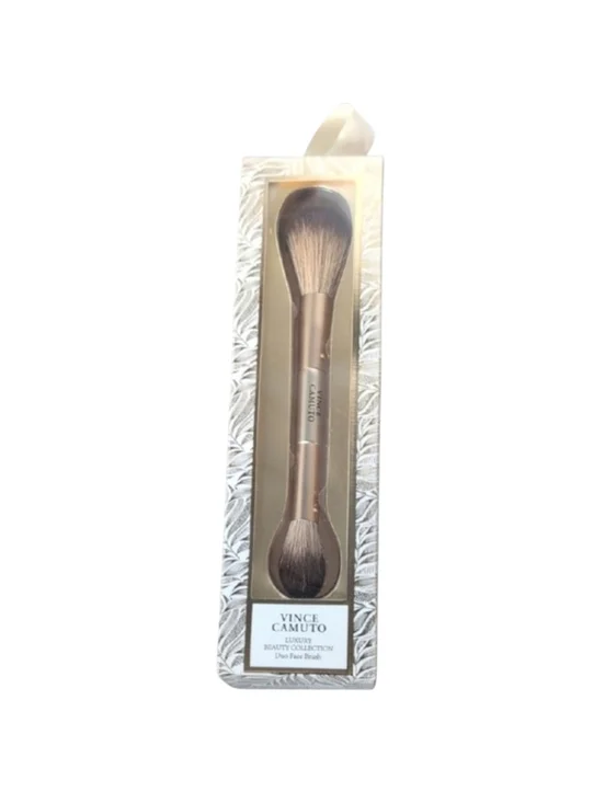 Vince Camuto Luxury Beauty Collection Duo Face Brush Gold Tone Handle