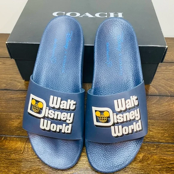 NWT Authentic Coach Disney Slides‎ Walt Disney World Blue Limited Edition