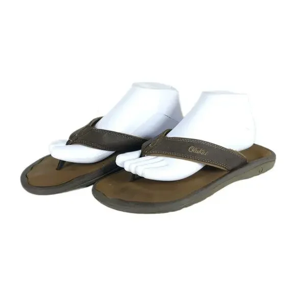 Olukai Men's Ohana US10 Brown Slip On Flat Thong Sandals