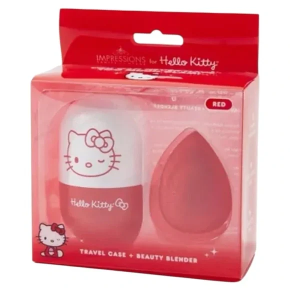 Impressions x Sanrio Hello Kitty Travel Case + Blending Sponge Red