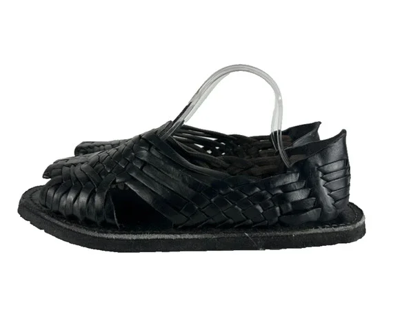 Valencia Imports Sandals Mens 9.5 Black Leather Tire Sole Casual Traditional