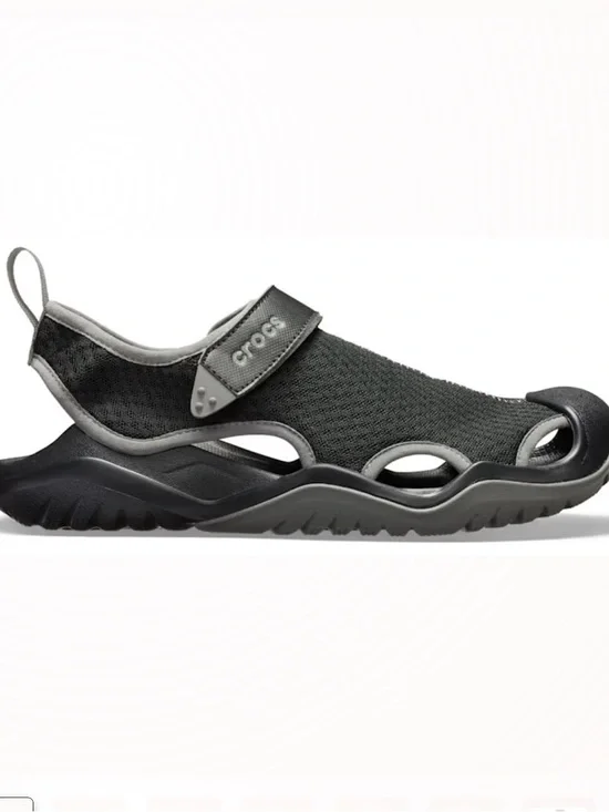 CROCS Swiftwater Mesh Deck Sandal Athletic Men’s Size 10 Black & Gray NEW