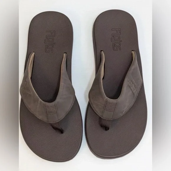 Flojos Mens Flip Flop Sandal Brown Mesh Upper Arch Support size 12