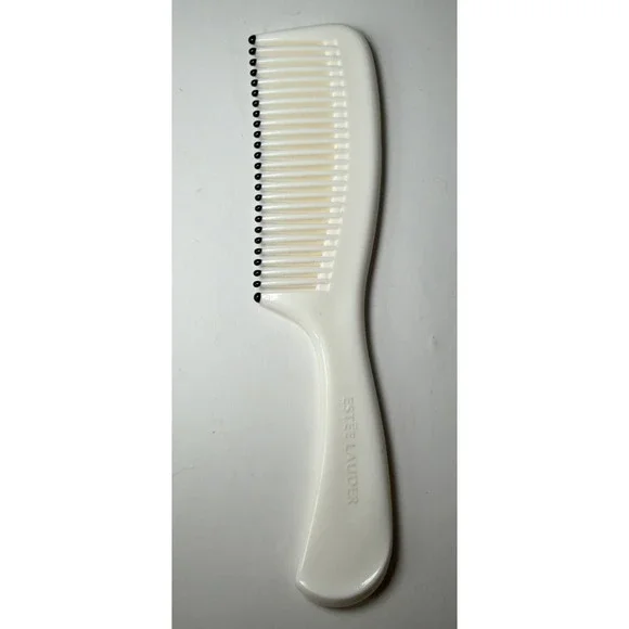 Vintage Estee Lauder Hair Comb White Plastic Regular Tooth Purse 7
