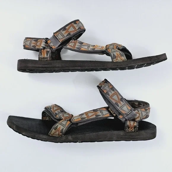 Teva Sandals Mens 13 Original Brown Nylon Webbing Hook and Loop Outdoor‎ Shoes