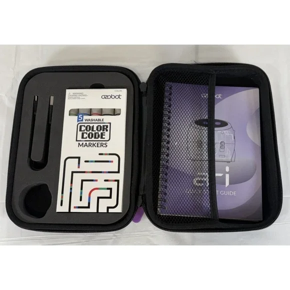 Ozobot Ari Hard Cover Case with Markers, USB Adapter & Book - Robot not Included