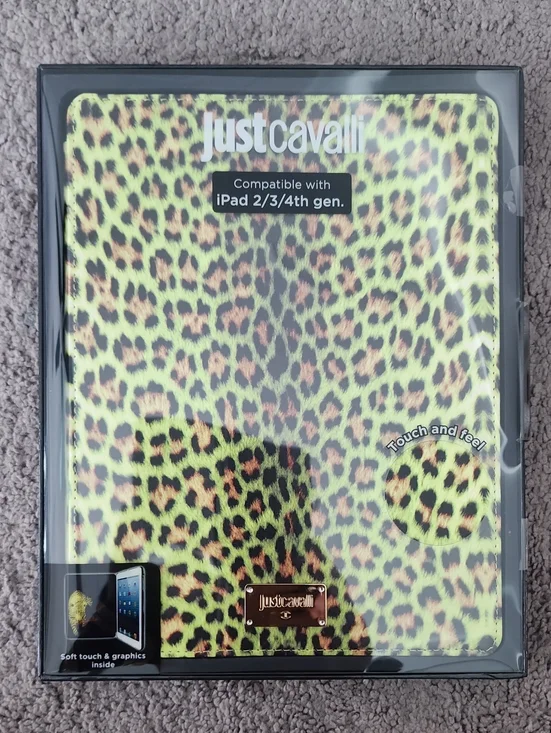 Just Cavalli Green Leopard Print iPad Case 2/3/4th Gen