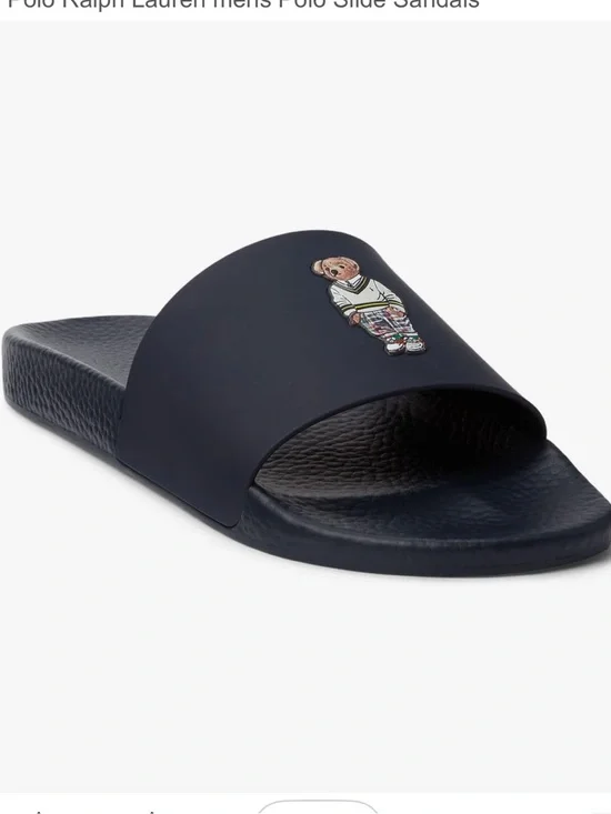 Polo by Ralph Lauren Navy Slide Sandals with Polo Bear
