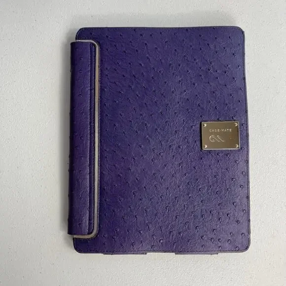 CaseMate Ipad Case Purple Ostrich Leather Snap Closure 7.5