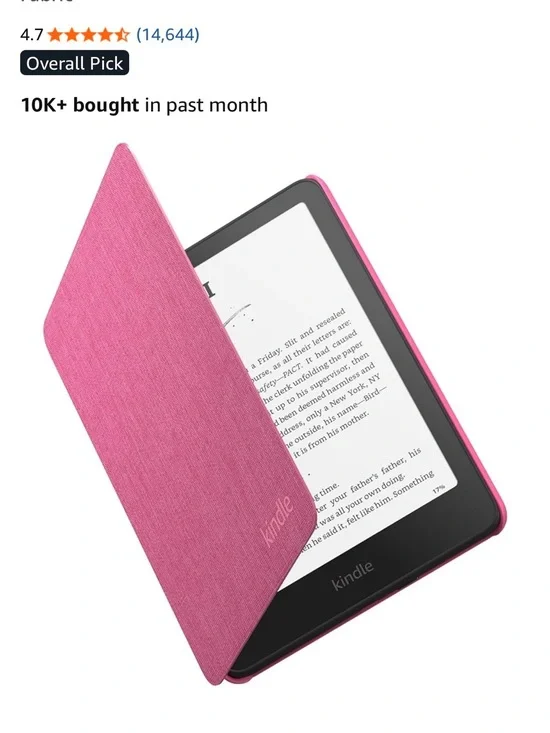 NIB Amazon Kindle Papaerwhite & Kindle Colorsoft Fabric Cover in Raspberry
