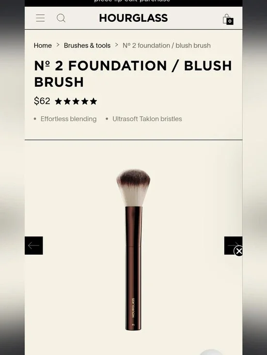Hourglass Nº2 Foundation & Blush Brush — Brown Handle with White-Tipped Bristles