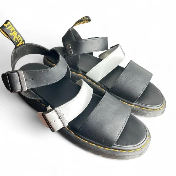 Dr. Martens Men’s Gryphon Black and White Leather Strap Sandals size 12