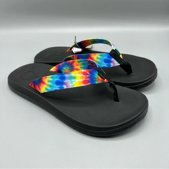 NEW Chaco Chillos Mens Size 11 Dark Tie Dye Slip On Flip Flop Sandals