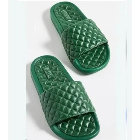 APL Lusso Green Quilted Leather Slides Slip-on Sandals Men's Size 10‎ NEW $220