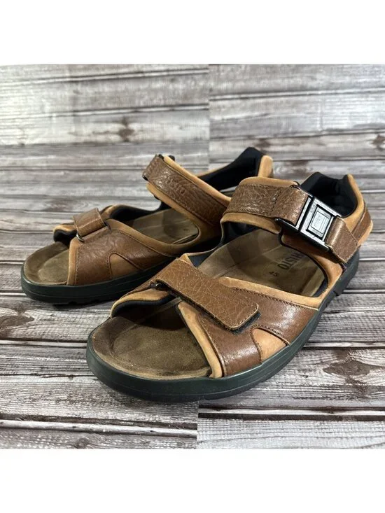 Mephisto Men’s Size 45 EU Size 12 US Leather  Chestnut Shark Sandals
