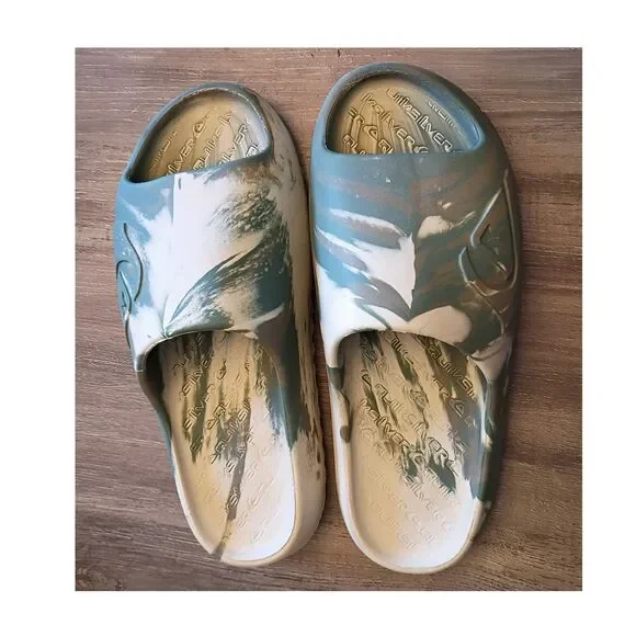 Quiksilver Men’s Camouflage Slide Sandals Slip-On Rubber Upper Logo US 12