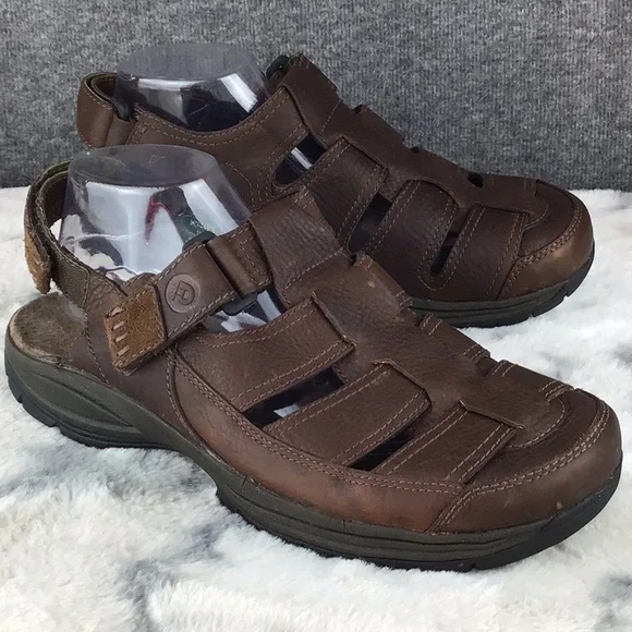 Dunham Brown Leather Adjustable Slip‎ On Fisherman Sandals Size 11D
