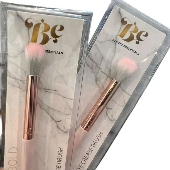 Beauty Essentials Makeup Brush 2 Pc Eye Crease Eyeshadow Pink Handle NEW‎