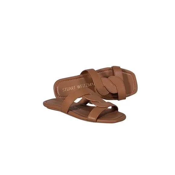 Stuart Weitzman - Tan Leather Slide Sandals Sz 6