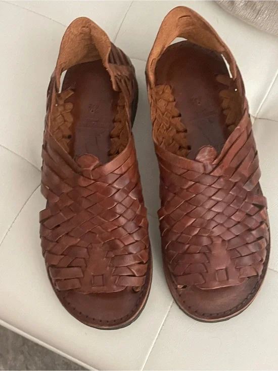Women’s  Brown Woven Leather Sandals