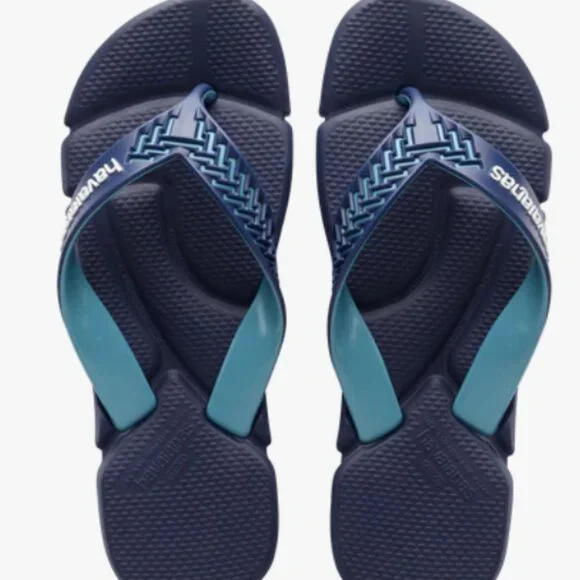 NWT HAVAIANAS POWER 2.0 MEN'S BLUE BEACH FLIP FLOPS SANDALS Size 11-12