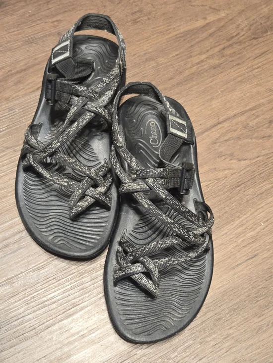 Chaco Black and Gray Patterned Strap Sandals Size 10