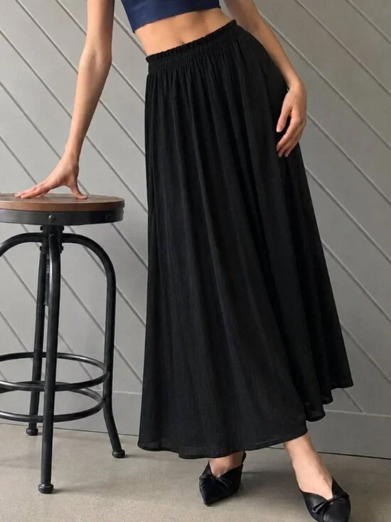 Abercrombie & Fitch Crinkle Maxi Skirt NWT Textured Pull On Black Size Small