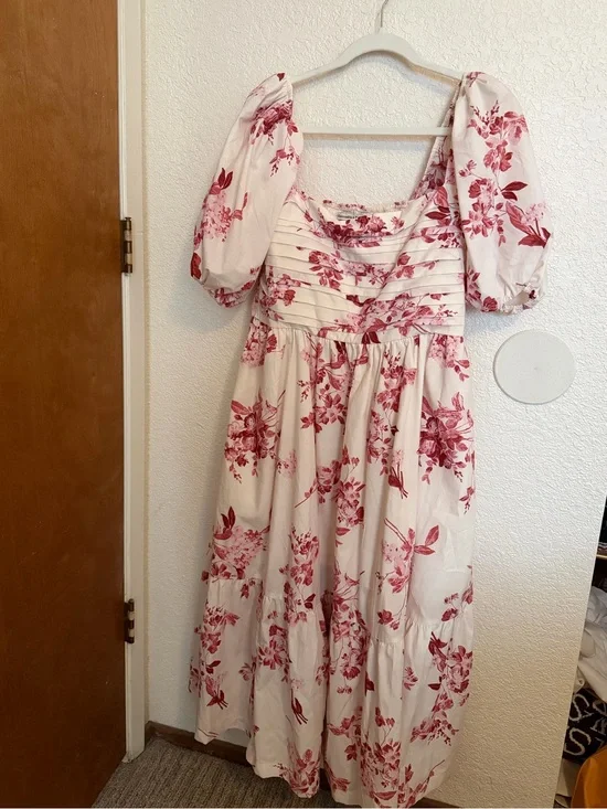Abercrombie & Fitch Emerson Puff Sleeve Pink & White Floral Print Dress