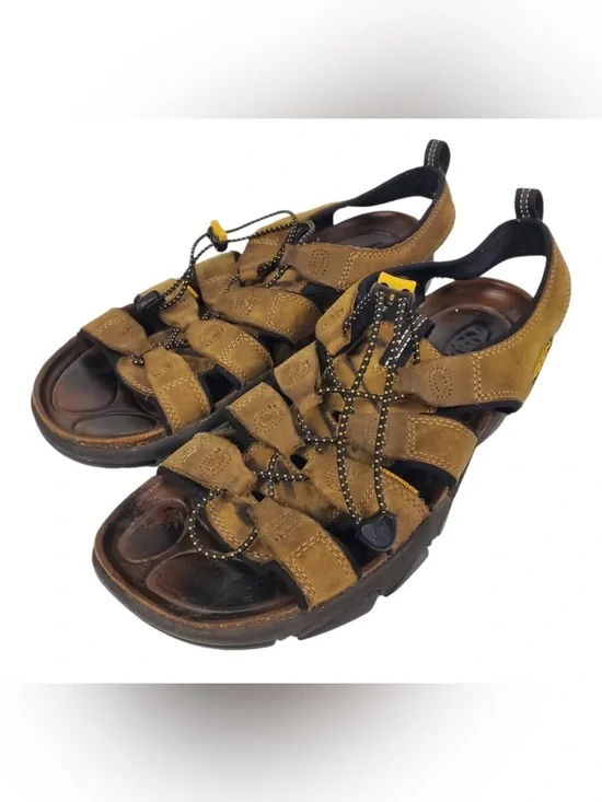 KEEN Dakota Brown Leather Hiking Fishing Trail Water Strap Sandals-Mens 11