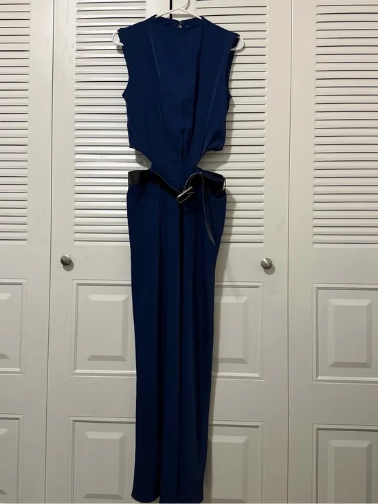 Abercrombie & Fitch Navy High Neck Belted Cutout Maxi Dress Size XS
